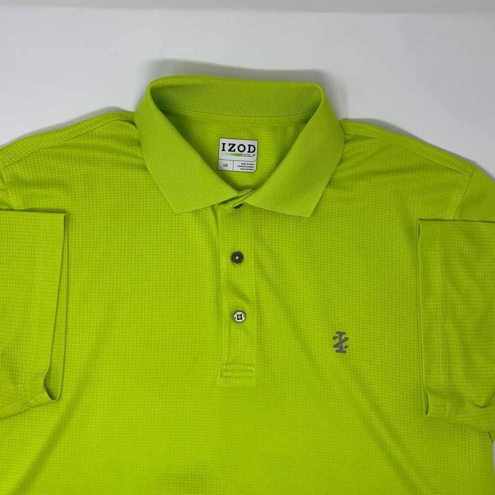 IZOD Golf X-Treme Function Athletic Lime Green Men's Polo Shirt Size‎ Large